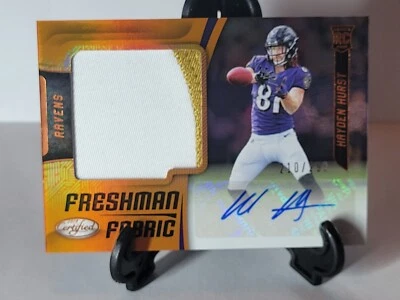 2018 Panini Certified RC HAYDEN HURST Freshman Fabric Patch Auto Orange #D /299 - Image 1 of 4