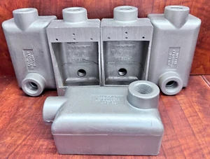 5 Killark Electrolet FSLB-1 1/2" LB Hubs Shallow Cast Device Box Aluminum 1-Gang - Picture 1 of 4