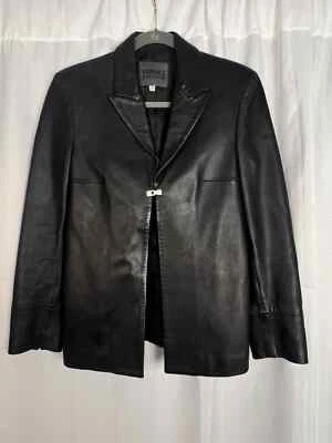 VERSACE Couture Chaqueta Cuero Negro Mujer Talla 40 Pequeña Foto 1 de 4
