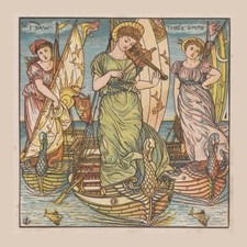 Walter Crane Art Nouveau Arts & Crafts I Saw Three Ships Blank Card Greetings