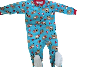 NWT GERBER AQUA SLEEPER Reindeer & Striped Tree Pattern Sz 3T TODDLER UNISEX - Picture 1 of 4