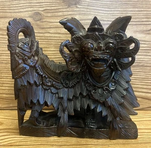 Hand Carved Wood Wooden Balinese Bali Barong Dragon Statue Figure Protection - Picture 1 of 7