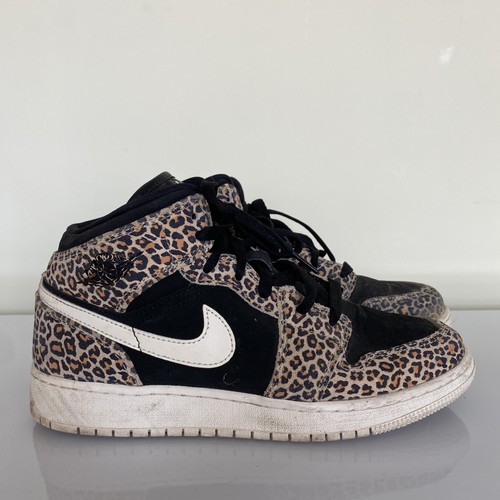 Scarpe Air Jordan 1 Mid donna taglia 6 anni stampa leopardata BQ6931 021 Nike GS