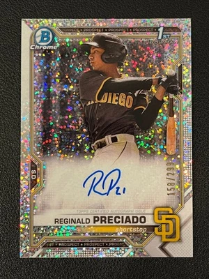 Reginald Preciado 2021 Bowman Chrome 1s Auto Speckle Sparkle /299 Padres - Image 1 of 2