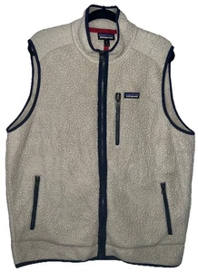Patagonia Men’s Size XL Retro Deep Pile Vest Beige Oatmeal Full Zip Sherpa - Picture 1 of 9