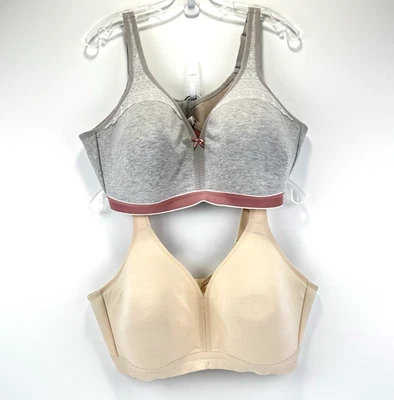 Sujetadores Cacique Ligeramente Forrados 44DD Lote de 2 Gris Encaje y Beige Nude Comodidad Diaria Foto 1 de 4