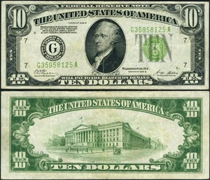 FR. 2002 G $10 1928-B Federal Reserve Note Chicago G-A Block DGS VF+ - Picture 1 of 3