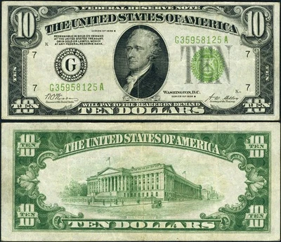 FR. 2002 G $10 1928-B Federal Reserve Note Chicago G-A Block DGS VF+ - Image 1 of 3