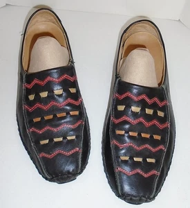 Pikolinos Made in Spain Black Stitched Decorated Unique Loafer Moccasins Euro 41 - Picture 1 of 9