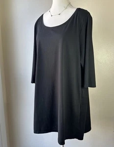 Pure Jill T-Shirt Women 2X Black Ballet-Sleeve Tunic Short Sleeve V-neck Classic - Picture 1 of 6