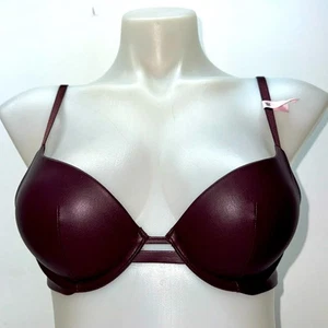 🔥Reggiseno push-up Victoria's Secret marrone cioccolato taglia 32C nuovo ecopelle - Foto 1 di 4