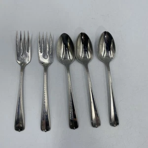 3 cucchiaini e 2 forchette PLUMA Oneida inox lucido 6 1/4" - Foto 1 di 8