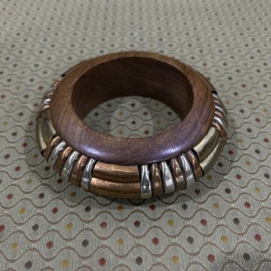 Seltener Vintage Armreif aus Holz und Messing - Bild 1 von 4