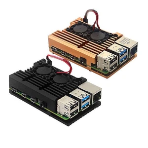 For Raspberry Pi 4 Model B Case Box Aluminum Alloy Enclosure Dual Fan Heat Sink - Picture 1 of 14