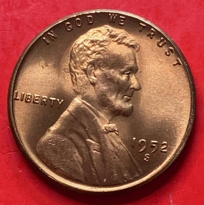 Centavo de trigo Lincoln 1952-S gema roja Bu de un rollo de banco original Foto 1 de 4