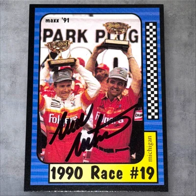 Mark Martin VINTAGE NASCAR WINSTON CUP 1991 MAXX #189 MICHIGAN WIN signed card - Image 1 of 2