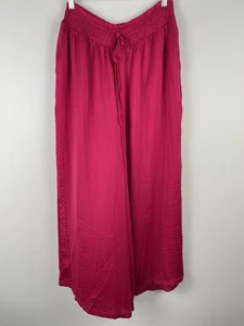Cali & Co Womens Dress Pants Size L/XL Wide Leg Hot Pink Elastic Waist Pockets - Foto 1 di 12