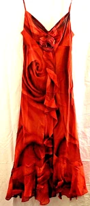 TESSUTO SPAGHETTI WOMEN STRAP SEXY RED CASCADE FLOWY DRESS PETITE SZE S - Picture 1 of 12