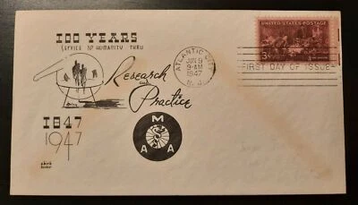 1947 FDC 100 Years MAA Research and Practice Cachet Atlantic City New Jersey - Image 1 of 2