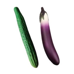 Rtificial Fake Aubergine Cucumber Ornament Replicas Perfect for Play Display - Picture 1 of 10