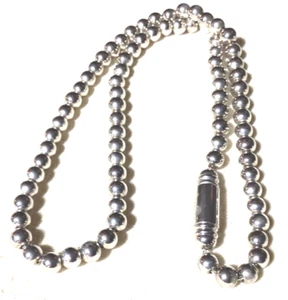 Necklace Vintage Silver Tone Ball Bead 18-1/2” Magnetic Clasp,55gm,5mm Beads - Picture 1 of 4