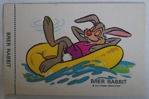 Classic Disney Vintage 1970's Sunicrust Disney Sunny Fun Card - Brer Rabbit