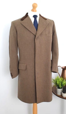 AQUASCUTUM Venetian Wool + Velvet Collar Covert Coat Size 42S/52S XL Short Twill - Image 1 of 4