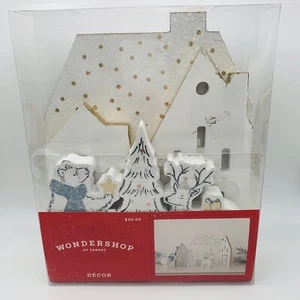 Holzhaus klappbar Winterszene Eisbär Baum Rentier Weihnachten Wondershop - Bild 1 von 12