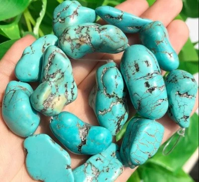 Türkis (Magnesit / Howlith) Naturstein Strang Kette Kettenstrang 38 cm - Bild 1 von 4