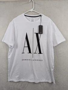 Armani Exchange sz XL T-shirt White Short Sleeve Icon Period Logo Front Top 2620 - Picture 1 of 4