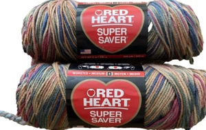 Red Heart Super Saver Yarn Painted Desert 2 Skeins Dye Lot #7220. Discontinued - Picture 1 of 3