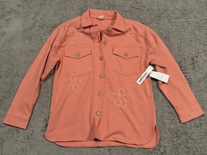 NWT Wallflower Shirt Girls Medium 10/12 Button Long Sleeve Flowers Pink - Picture 1 of 6