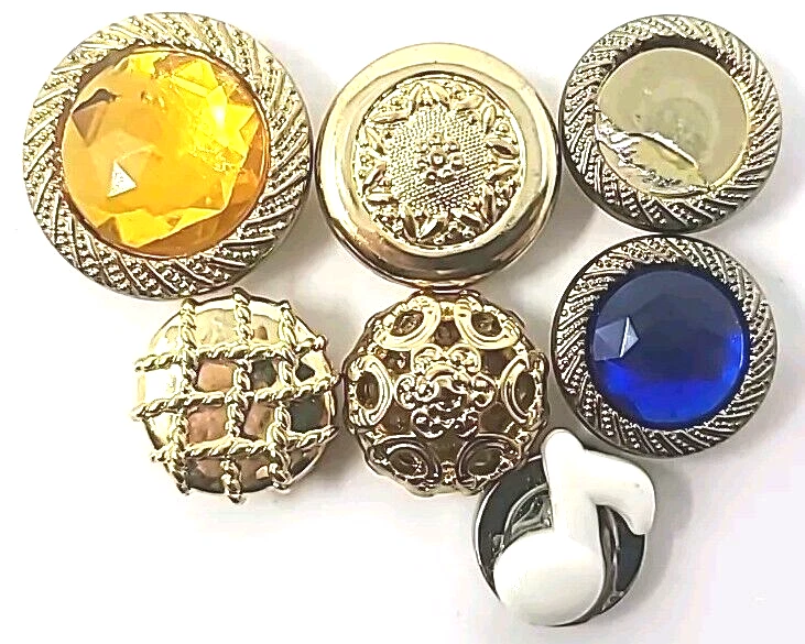 Vintage Fancy Lot Of Woman's Clothing Button Covers Rhinestone Faux Gems Rare - Image 1 of 4