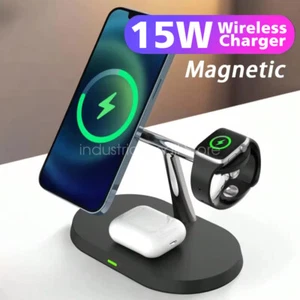 3In1 Wireless Charger for iPhone Airpods Apple Watch Magnetic Fast Charging Dock - Photo 1 sur 21