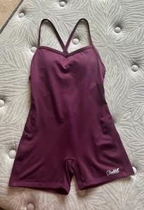 Bombshell Sportswear Bodysuit Unitard Size XL Purple Shorts Jumpsuit Romper - Picture 1 of 8