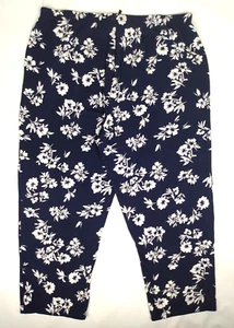 NWT Donna Karan Sleepwear Women's Size 2X Pajama Lounge Pants Floral Navy Blue - Picture 1 of 7