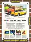 Metal Sign - 1958 Ford F-600 Stake Truck and F-100 Pickup- 10x14 inches