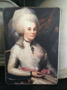 Primitive Elizabeth Schuyler Hamilton Patriotic Print on Canvas Board 5x7" - Picture 1 of 5
