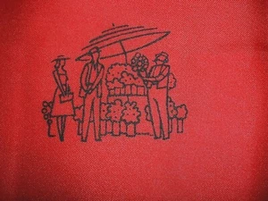 Nordstrom Red & White Elegant Cartoon Scenery Design 100% Luxurious Silk Scarf! - Picture 1 of 11