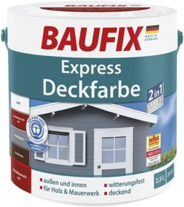 Baufix Express Deckfarbe Skandinavisch Rot Dunkelrot 2,5 L Matt Lack+Grundierung - Bild 1 von 3