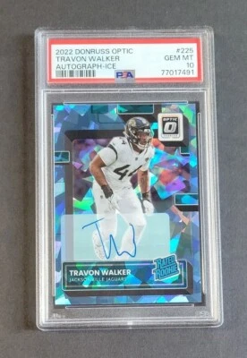 Travon Walker 2022 Optic Blue Cracked Ice RC Auto #15/15 PSA 10 GEM MINT Jags - Image 1 of 4