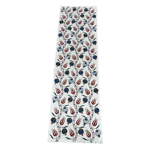 Suzani Table Runner Uzbek Flowers Embroidery Handmade Silk Floral 66" - Picture 1 of 8