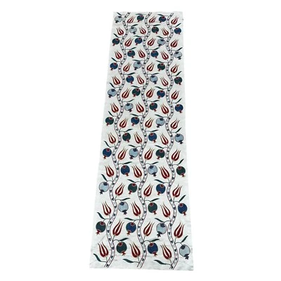 Suzani Table Runner Uzbek Flowers Embroidery Handmade Silk Floral 66" - Image 1 of 4