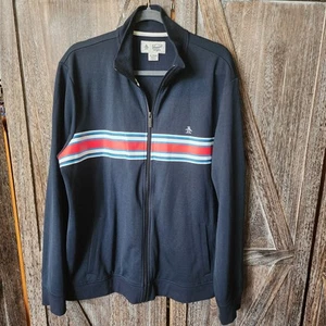 Chaqueta Penguin by Munsingwear para hombre talla XL azul marino abrigo deportivo cremallera rayas - Imagen 1 de 8