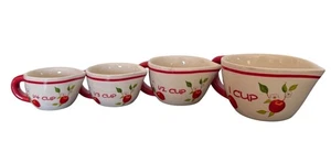 Cracker Barrel Measuring Cups Set Of 4 Apple Design Susan Winget Ceramic - Picture 1 of 11