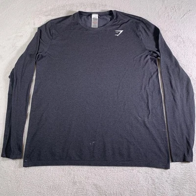 Gymshark Shirt Mens Medium Black Long Sleeve Athletic Training Performance Top - Image 1 of 4