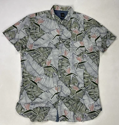 Hugo Boss Tropical Leaf Button Up Shirt Men Slim XL Short Sleeve - Image 1 of 4