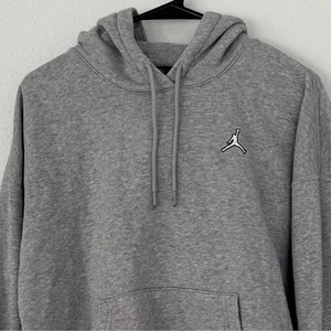 Jordan Gray Cropped Pullover Hoodie Women's Medium Loose Fit Sweatshirt - Picture 1 of 9