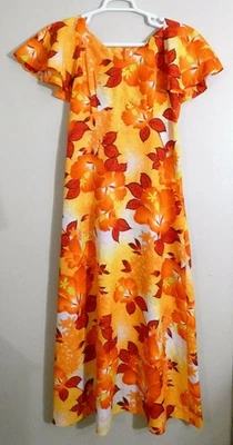 Vintage Shoreline Hawaii Aloha Dress 1960s-70s  PRISTINE Tiki Hibiscus Blossoms - Image 1 of 4