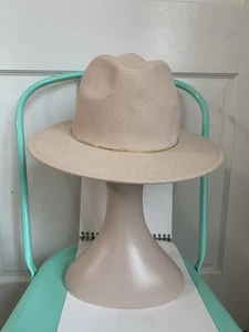 NWT J. Crew 100% Wool Cream Fedora Gold Chain M/L - Picture 1 of 8
